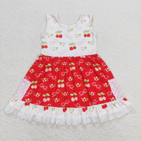 GSD0889 Strawberry Flower Red Girls Dress