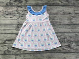 GSD0909 Pink Flower Blue Girls Dress