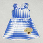 GSD0934 Embroidery Dog Stripe Girls Dress