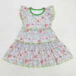 GSD0948 Flower Floral Green Pink Girls Dress