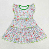 GSD0948 Flower Floral Green Pink Girls Dress