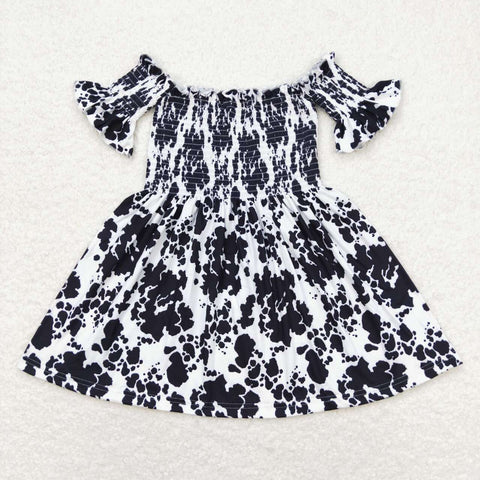 GSD0960 Smocked Cow Black Girls Dress