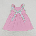 GSD0961 Flower Pink Bow Girls Dress