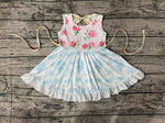 GSD0987 Flower Rose Pink Sky Blue Girls Dress