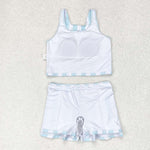 GSD0990 Blue Stripe Skort Girls Swimsuit