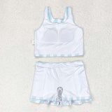 GSD0990 Blue Stripe Skort Girls Swimsuit