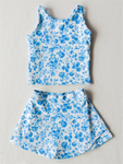 Preorder GSD0995 Flower Blue Skort Girls Swimsuit