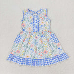 GSD1009 Flower Blue Girls Dress