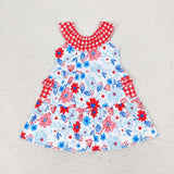 GSD1013 Flower Red Girls Dress