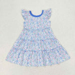 GSD1043 Flower Floral Blue Girls Dress