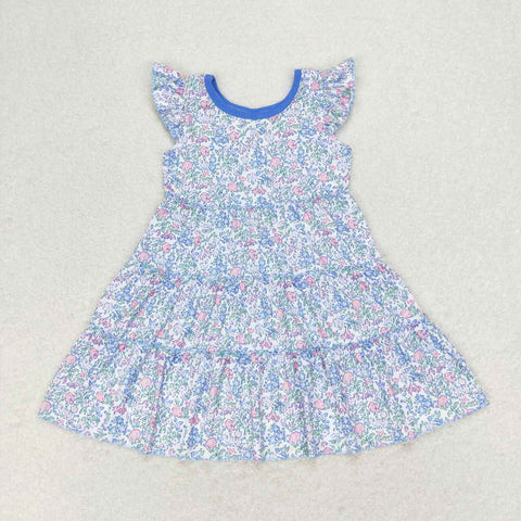 GSD1043 Flower Floral Blue Girls Dress