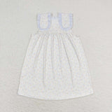 GSD1046 Flower Floral Blue Girls Dress