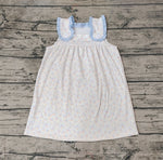 GSD1046 Flower Floral Blue Girls Dress