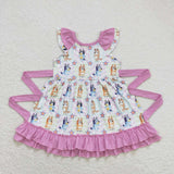 GSD1060 Cartoon Blue Dog Star Girls Dress