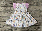 GSD1079 Cartoon Blue Dog Purple Girls Dress