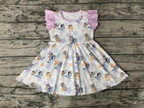 GSD1079 Cartoon Blue Dog Purple Girls Dress