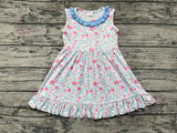 GSD1102 Flower Sky Blue Girls Dress