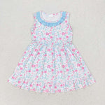 GSD1102 Flower Sky Blue Girls Dress