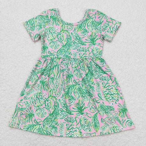 GSD1113 Summer Garden Flower Green Girls Dress