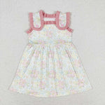 GSD1119 Flower Pink Yellow Girls Dress