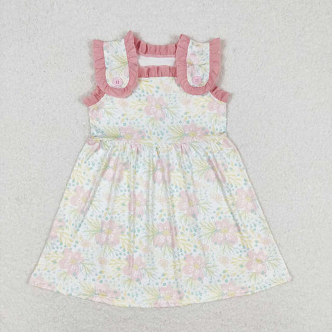 GSD1119 Flower Pink Yellow Girls Dress