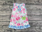 GSD1154 Flower Rose Blue Pockets Girls Dress