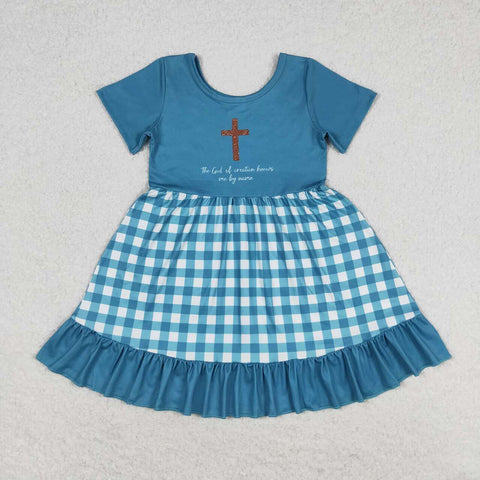 GSD1157 Jesus God Cross Green Girls Dress