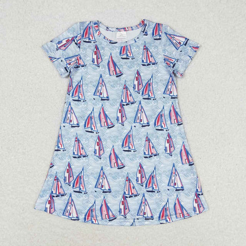 GSD1161 Sailboat Blue Girls Dress