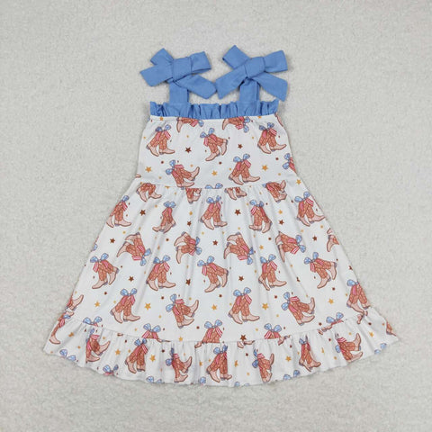 GSD1166 USA Flag Boots Blue Girls Dress