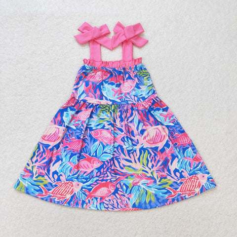 GSD1172 Fish Garden Flower Pink Girls Dress