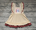 GSD1184 Cartoon Blue Dog Brown Girls Dress