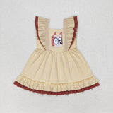 GSD1184 Cartoon Blue Dog Brown Girls Dress