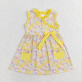 GSD1216 Flower Yellow Girls Dress