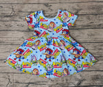 GSD1266 Cartoon Blue Dog Girls Dress