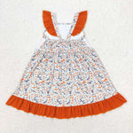 GSD1271 Embroidery Mallard Camo Orange Girls Dress