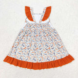 GSD1271 Embroidery Mallard Camo Orange Girls Dress