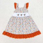 GSD1271 Embroidery Mallard Camo Orange Girls Dress