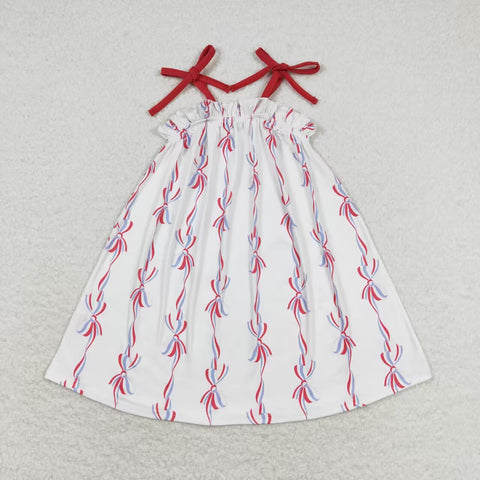 GSD1274 Tie Bow Red Girls Dress