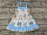 GSD1284 Cartoon Blue Dog Rainbow Girls Dress