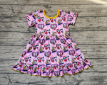 GSD1317 Halloween Pink Leopard Girls Dress