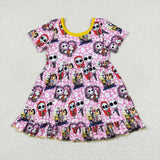 GSD1317 Halloween Pink Leopard Girls Dress