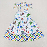 GSD1350 Rainbow Plaid Toy Ruffles Girls Dress