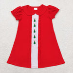 GSD1374 Embroidery Christmas Trees Girls Dress