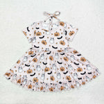 GSD1375 Halloween Pumpkin Ghost Cat Girls Dress