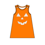 GSD1376 Embroidery Halloween Pumpkin Orange Girls Dress