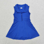 GSD1381 Sports Solid Color Blue Sleeveless Girls Dress