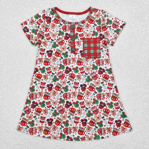 GSD1403 Christmas Cartoon Mouse Cup Girls Dress