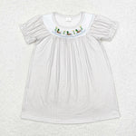 GSD1410 Embroidery Mallard Green Girls Dress