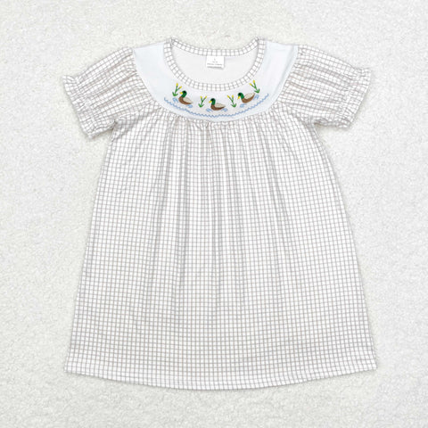 GSD1410 Embroidery Mallard Green Girls Dress