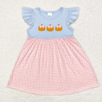 GSD1421 Embroidery Pumpkin Plaid Girls Dress